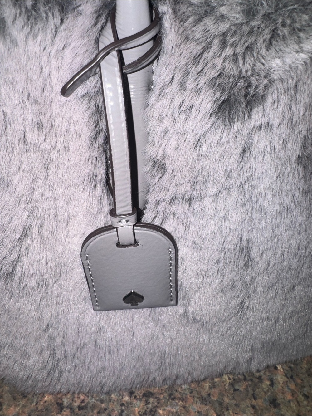 kate spade super rare Gray Faux Fur Satchel with crossbody strap (hard to find) - Picture 4 of 8